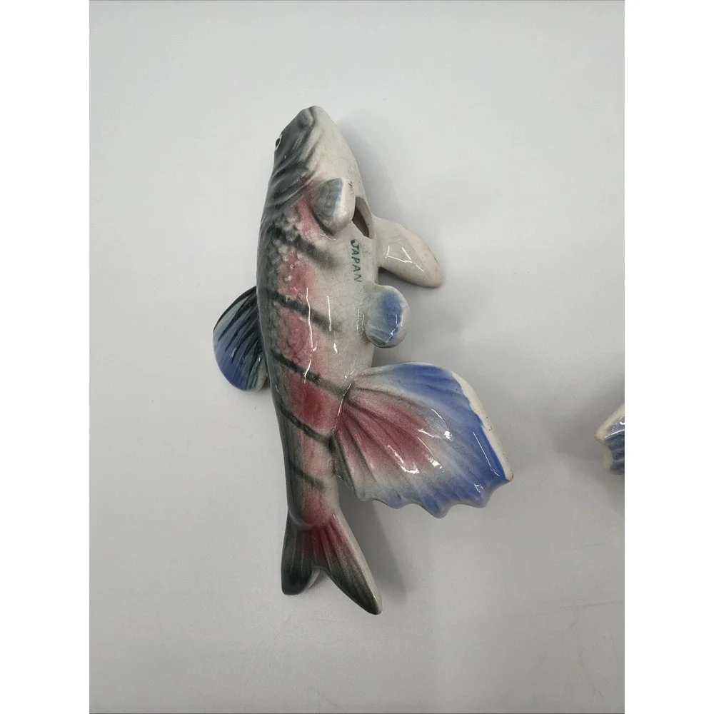 VTG Ceramic JAPAN Trout FISH Salt & Pepper Shakers 2 1/2